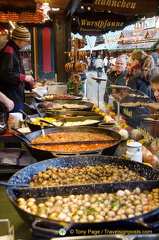 Wurst-pfanne, mushrooms and other cooked foods